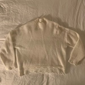 Mango scalloped edges ribbed sweater beige